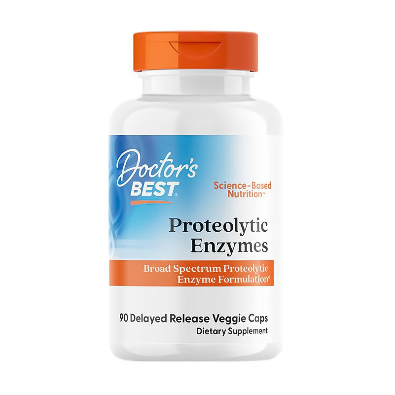 Протеолітичні ферменти Doctor's Best Proteolytic Enzymes, 90 вегетаріанських капсул